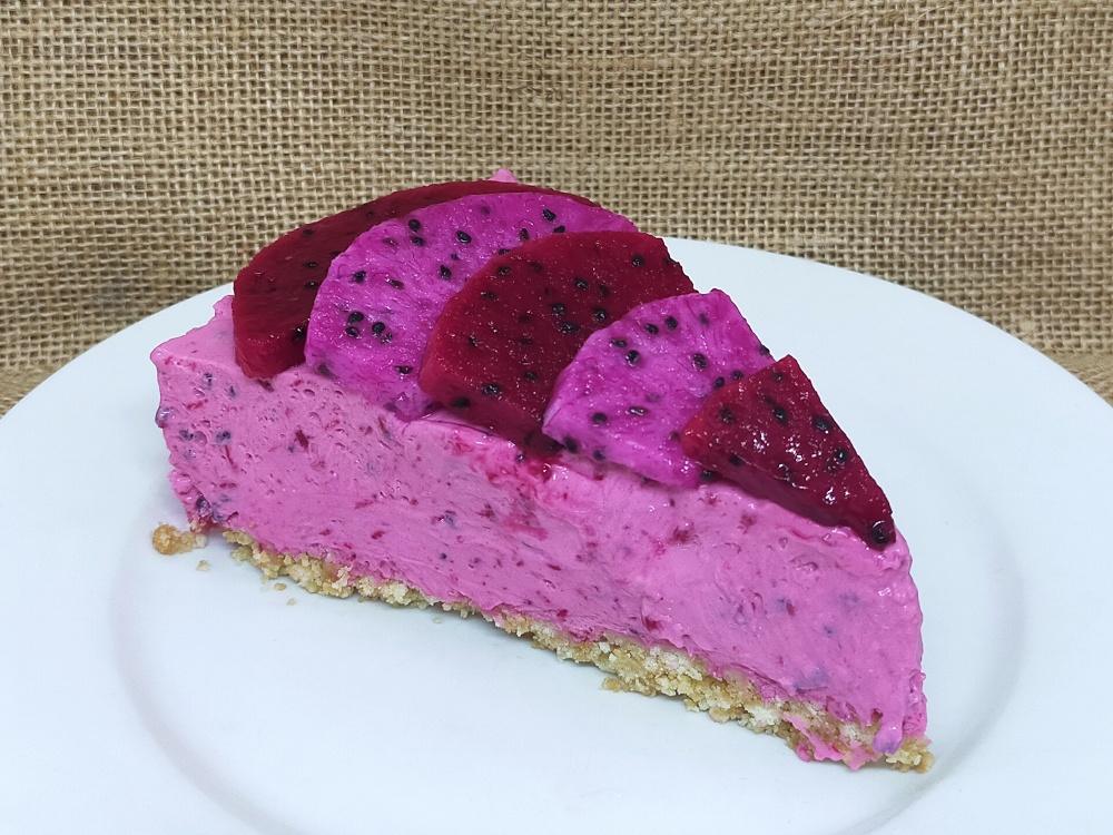 Dragon Fruit Cheesecake Slice.